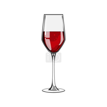 Téléchargez les illustrations : Bordeaux verre de vin dessin animé. Chardonnay merlot, pinot cabernet, zinfandel syrah bordeaux verre de vin signe. illustration vectorielle de symbole isolé - en licence libre de droit