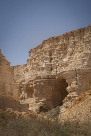 A large cave in the cliffs of Ein Avdat canyon, in the Negev desert in southern israel.