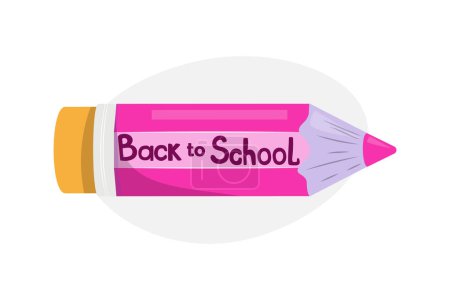 Foto de Lápiz rosa moderno con texto de vuelta a la escuela. De vuelta a la escuela, la educación, el estudio, el concepto de niña - Imagen libre de derechos