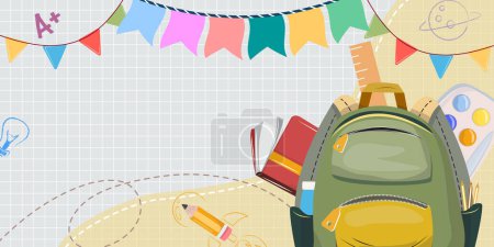 Illustration for Template for back to school banner.  For advertisements. promotions, posters. Blank banner for your own text - Royalty Free Image