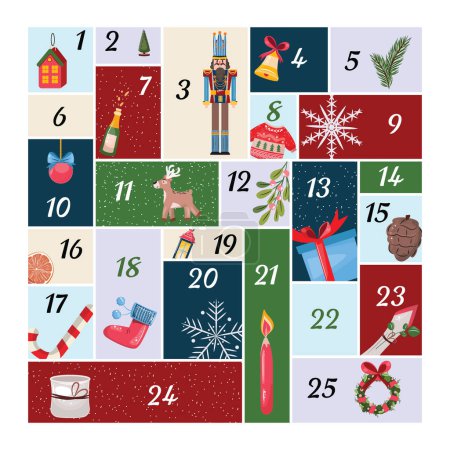 Foto de Lindo calendario de adviento. 25 mini postales con números e ilustraciones - Imagen libre de derechos