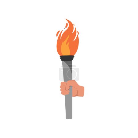Hhand grasping a torch, aflame with the spirit of victory and determination. Olympic Games