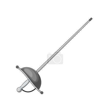Illustration for Elegant fencing sword illustration in flat outline style. Ideal for posters, banners and any designs. - Royalty Free Image