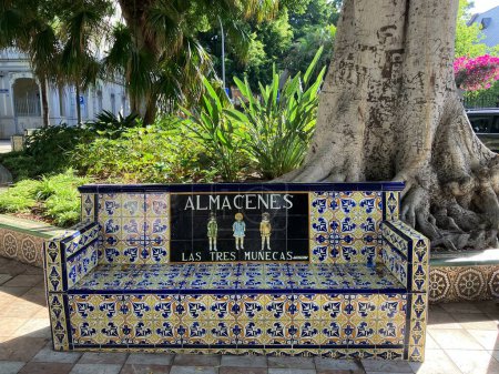 Photo for Close up of an ornately tiled bench in square, Santa Cruz, Tenerife. High quality photo - Royalty Free Image
