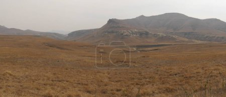 Panoramic view of arid part of Rainbow Gorge trail, Winterton, South Africa with ample copy space. High quality photo