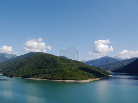Zhinvali reservoir in the mountains, on way to Kasbegi, Georgia. High quality photo