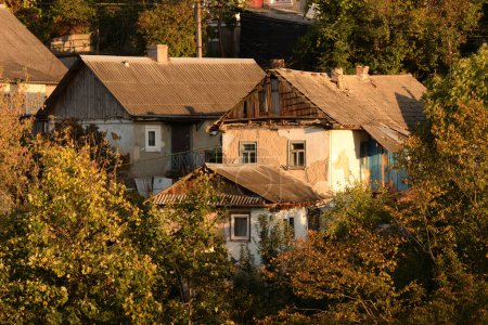 Wooden house in the Ukrainian village.Village on the edge of the forest