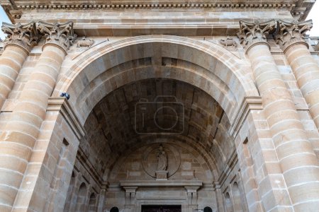 Photo for Low angle view of entrance portico to the Zamora Cathedral. - Royalty Free Image