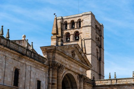 Photo for Bell tower and portico of the romanesque Cathedral of Zamora. - Royalty Free Image