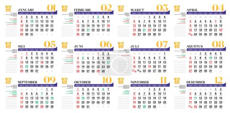 Illustration for Vector illustration of 2023 Calendar Hijri and Javanese concepts for office planner, Corporate design planner template. event calendar concepts, minimal project catalogue, Ready to printing - Royalty Free Image