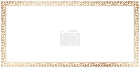 Illustration for Decorative rectangle frame ornament Elegant element for design in Eastern style, place for text. Floral golden border. Lace illustration for invitations and greeting cards, certificate of completions - Royalty Free Image