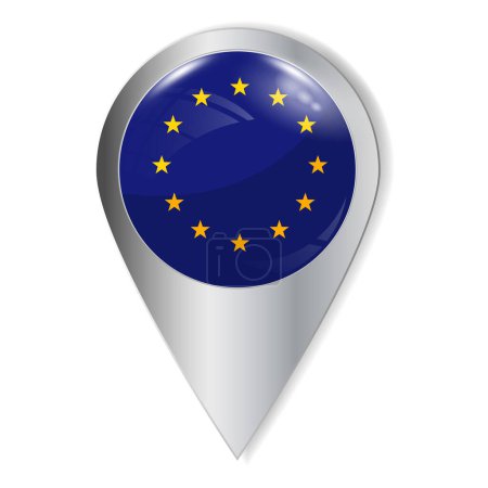 Illustration for Vector illustration. Glossy button with highlights and shadows. Geographic location icon. Flag of Europe, European Union. User interface element. Set of souvenir countries. - Royalty Free Image