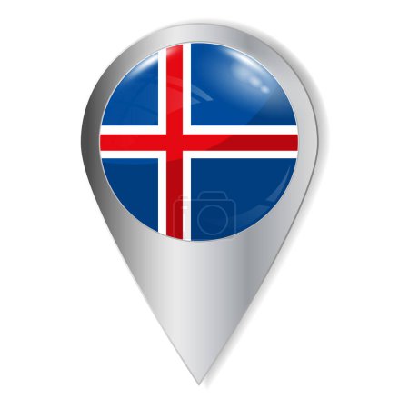 Illustration for Vector illustration. Glossy button with highlights and shadows. Geographic location icon. Flag of Iceland. User interface element. Set of souvenir countries. - Royalty Free Image