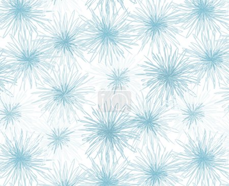 Ilustración de Patrón tierno azul sin costuras de cabezas de diente de león en colores azul y blanco. Fondo transparente de textura difusa, efecto escarcha y copo de nieve - Imagen libre de derechos