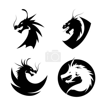 Illustration for Dragon head logo vector illustration template design - Royalty Free Image