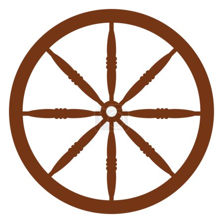 Téléchargez les illustrations : Vintage roue en bois vecteur icône illustration design - en licence libre de droit