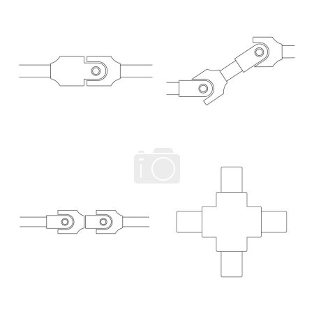 Arbres d'hélice et joints universels illustration vectorielle icône design