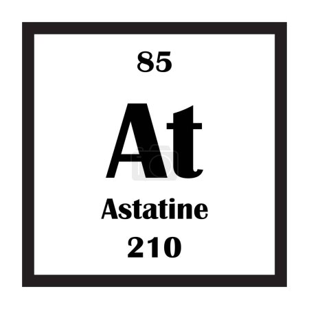 Astatin chemisches Element Symbol Vektor Illustration Design