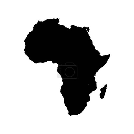 Icône de carte Afrique avec illustration vectorielle noire unie