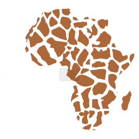 icône de ligne de carte d'Afrique avec motif rayé girafe dessin d'illustration vectorielle