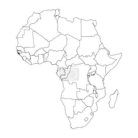 Afrika Karte Linie Symbol mit Grenzen zwischen Ländern Vektor Illustration Design