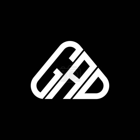 Illustration for GAD letter logo creative design with vector graphic, GAD simple and modern logo in round triangle shape. - Royalty Free Image
