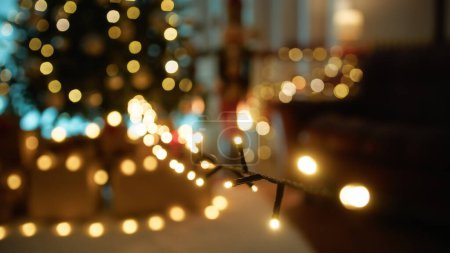 Photo for Christmas Strip White Glowing Lights. - Royalty Free Image
