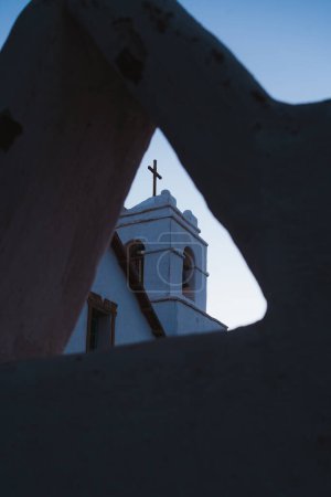 Shot of a bell tower of church in San Pedro de Atacama, Chile