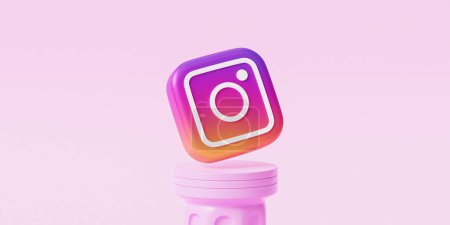 Téléchargez les photos : Icône logo Instagram, photo application de médias sociaux, rendu 3d - en image libre de droit
