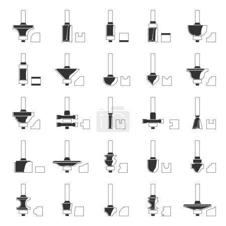 Photo for Black Icons - Router Bits - Royalty Free Image