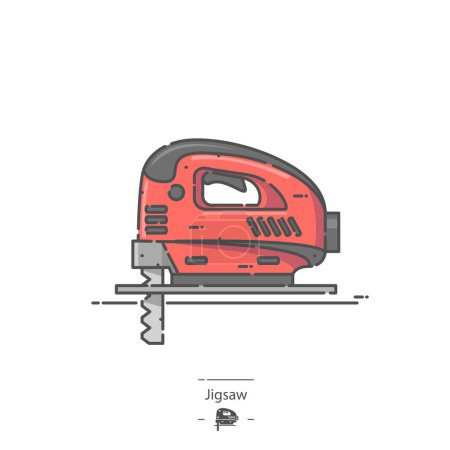 Illustration for Jigsaw Power Tool - Line color icon - Royalty Free Image