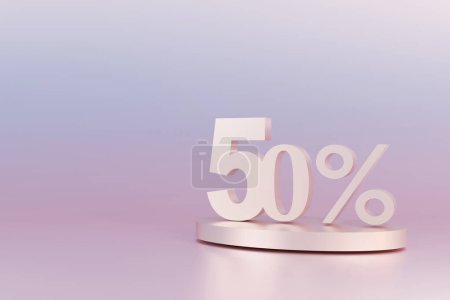 Téléchargez les photos : Rendu 3D. 50 pour cent de réduction avec freespace pour envoyer des SMS sur fond rose pastel. Offre spéciale 50 % Étiquette de réduction. Super offre de vente et best-seller. - en image libre de droit