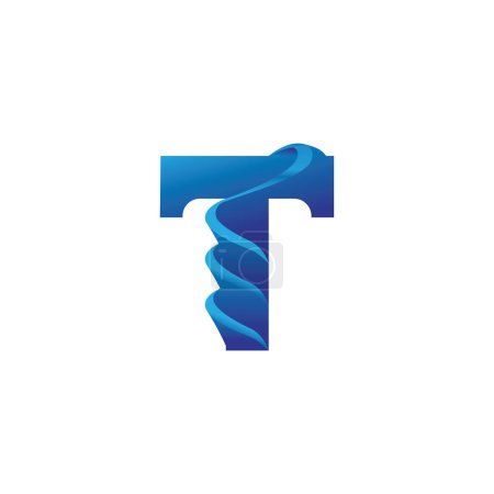 Illustration for T logo web gradient thread design vector illustration - Royalty Free Image