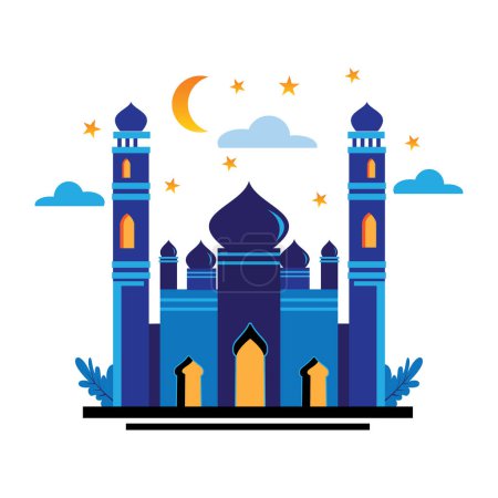 Ilustración de Logotipo de la mezquita color ilustración banner vector diseño abstracto - Imagen libre de derechos