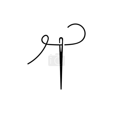 Illustration for Letter T sewing needle logo design art vector line illustration - Royalty Free Image
