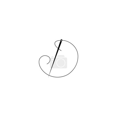 Illustration for Letter D sewing needle logo design art vector line illustration - Royalty Free Image