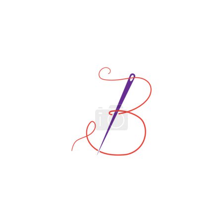 Illustration for Letter B needle logo art design line vector illustration - Royalty Free Image