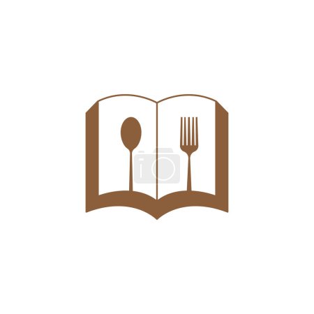 Téléchargez les illustrations : Livre de cuisine logo couverts illustration abstrait vecteur design - en licence libre de droit