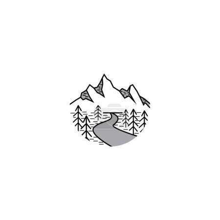 Foto de Naturaleza de montaña logo abstracto ilustración círculo vector diseño - Imagen libre de derechos