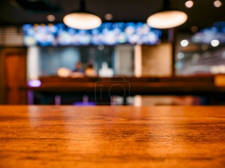 Photo for Table top counter Cocktail bar Restaurant blur background - Royalty Free Image
