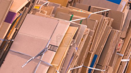 Photo for Pile of many the old used Cardboard boxes bundle for Recycling, Recyclable Material Background - Royalty Free Image