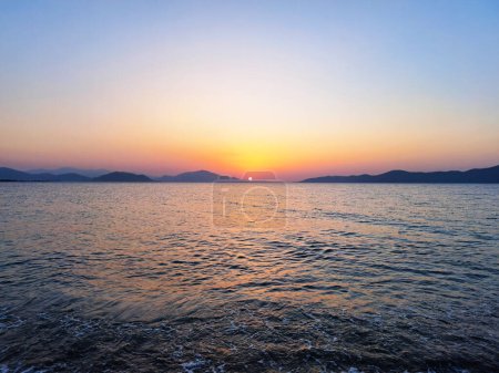 Photo for Sea costline landscape sunset view photo taken from Greece, Pefki willage, Euboea Island - Royalty Free Image