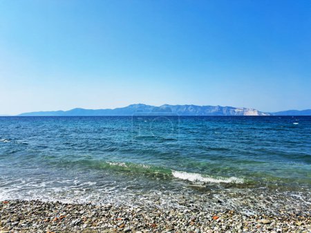 Photo for Sea costline landscape view photo taken from Greece, Pefki willage, Euboea Island - Royalty Free Image