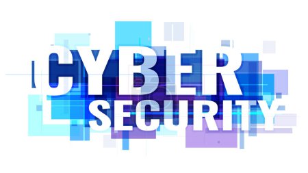 Concepto texturizado abstracto de color rosa azul con título de seguridad cibernética en el centro