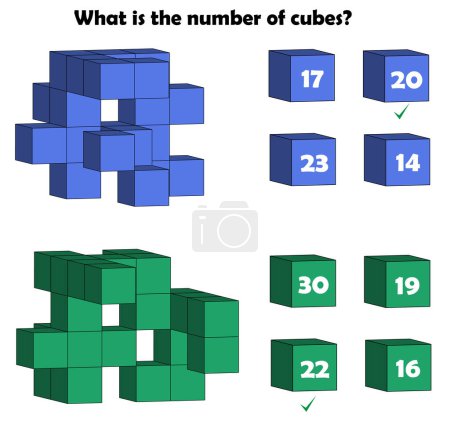 Ilustración de Pregunta del examen de CI: ¿Cuál es el número de cubos - Imagen libre de derechos