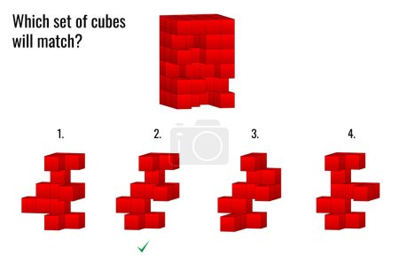 Ilustración de Qué conjunto de cubos coincide con la parte que falta del objeto dado arriba? - Imagen libre de derechos