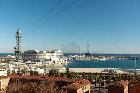 Photo for Take in the beauty of Barcelona's architecture and sea from a bird's-eye view - Royalty Free Image