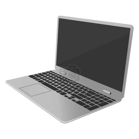 Computadora portátil con pantalla digital en blanco aislada sobre fondo blanco. Gadget. Comprimido. Red. PC. Web. Internet. Compras en línea. Portátil realista.   