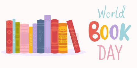Día Mundial del Libro. Ilustración vectorial con libros sobre fondo blanco.