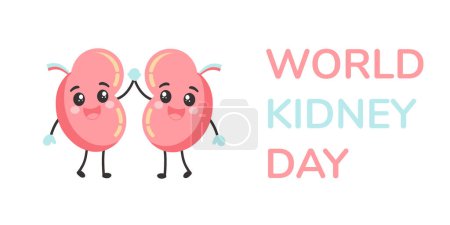 Día Mundial del Riñón cartel vector saludable. Fondo de conciencia de salud renal humana